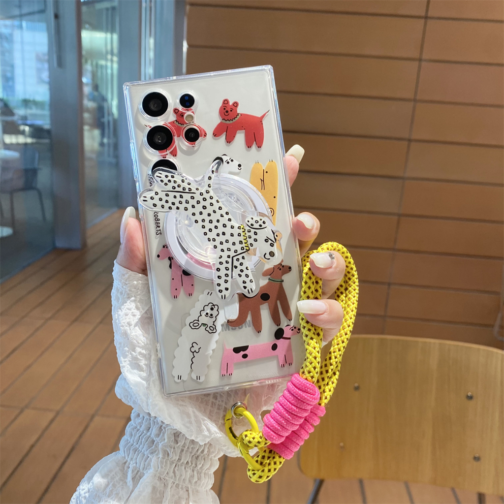 การ์ตูน สไลท์ด็อก Magnetic วงเล็บ เคส Samsung Galaxy S24 Ultra S24 Plus S24 S23 Ultra S23 Plus S23FE S22Ultra S22Plus S21Ultra S21+ S21FE S20FE Note10Plus Note20Ultra A15 A35 A55 A05S 5G Case เคสโทรศัพท์ใหม่ ซิลิโคนอ่อนนุ่มป้องกันการตก เคสมือถือซัมซุง