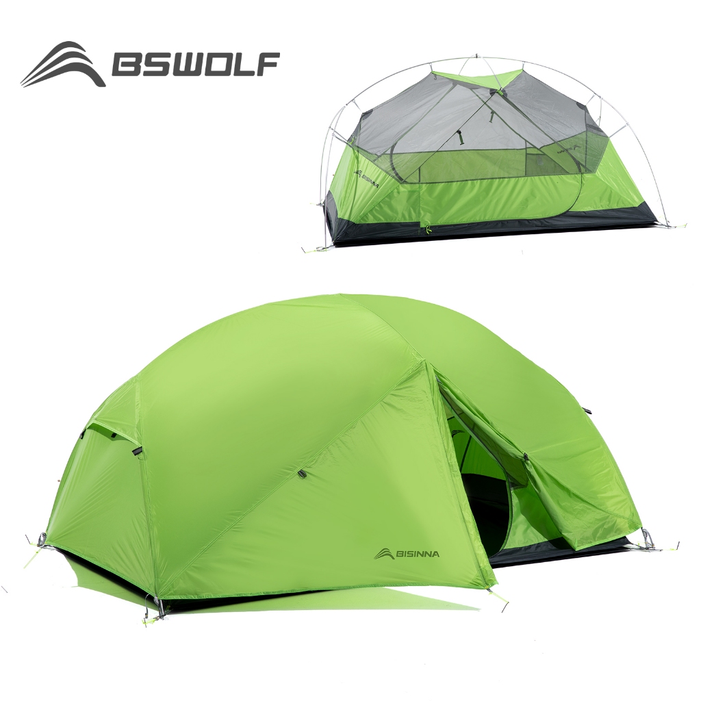 Bswolf 2 คน Camping เต็นท์ 20D380T ไนลอน Double Layer Breathable กันน้ํา windproof professional ultralight เต็นท์เหมาะสําหรับ