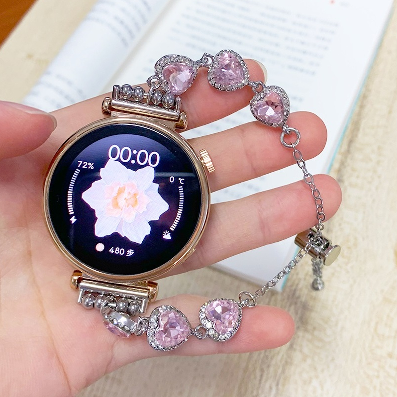 Bling Love Pearl 18mm 20mm 22mm สาย huawei watch gt 5 pro สาย Huawei watch gt 4 Strap GT2 pro GT3 Pro สาย Huawei GT5/Amazfit Bip 5 / Amazfit Bip 3 pro Strap สาย Amazfit bip u pro GTS2 GTS3 สาย Amazfit GTS 4 mini Galaxy Watch 7 สาย huawei watch gt 5 สาย