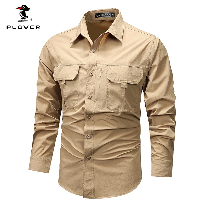 Plover เสื้อเชิ้ตผู้ชาย Outdoor Leisure Social High-Quality Workwear เสื้อแขนยาว Quick-Drying เสื้อเชิ้ตผู้ชายผู้ชายกีฬา Top