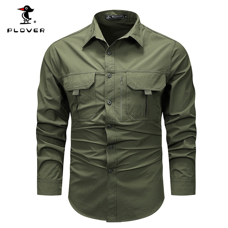 Plover เสื้อเชิ้ตผู้ชาย Outdoor Leisure Social High-Quality Workwear เสื้อแขนยาว Quick-Drying เสื้อเชิ้ตผู้ชายผู้ชายกีฬา Top