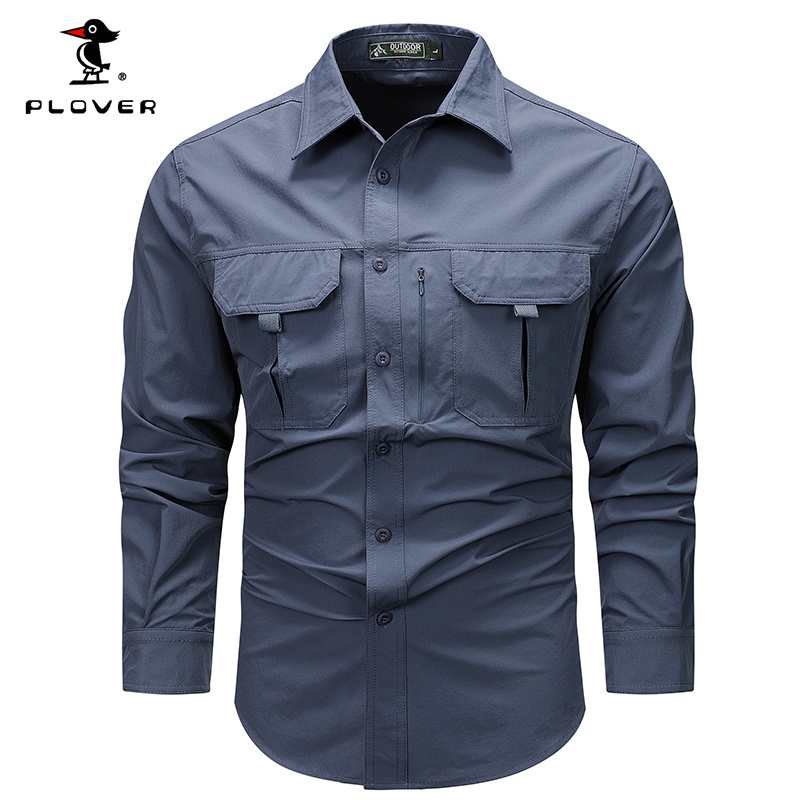 Plover เสื้อเชิ้ตผู้ชาย Outdoor Leisure Social High-Quality Workwear เสื้อแขนยาว Quick-Drying เสื้อเชิ้ตผู้ชายผู้ชายกีฬา Top