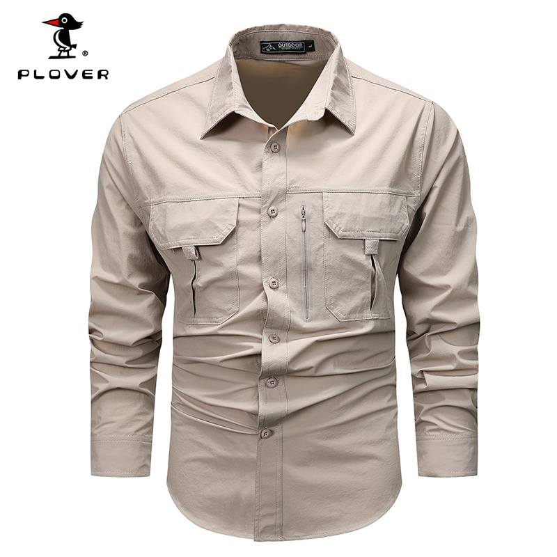 Plover เสื้อเชิ้ตผู้ชาย Outdoor Leisure Social High-Quality Workwear เสื้อแขนยาว Quick-Drying เสื้อเชิ้ตผู้ชายผู้ชายกีฬา Top