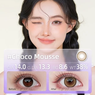 (COD) คอนแทคเลนส์เกรดสาว (0~-8.00) เลนส์อ่อนนักเรียนสีดําธรรมชาติสีน้ําเงินใช้รายปี 14.0-14.5มม