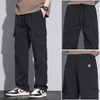 BECOOLMAN - 【M-3XL】2024ฤดูร้อนบางหลวมตรงกางเกงผู้ชายอเมริกันแฟชั่นสบายๆกางเกงกีฬา