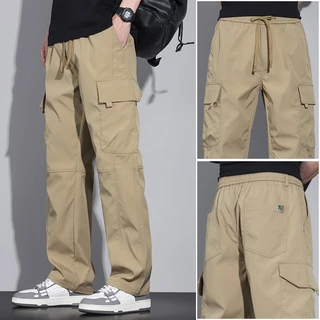 BECOOLMAN - 【M-3XL】2024ฤดูร้อนบางหลวมตรงกางเกงผู้ชายอเมริกันแฟชั่นสบายๆกางเกงกีฬา