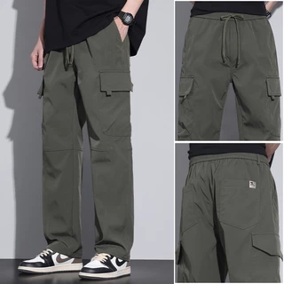 BECOOLMAN - 【M-3XL】2024ฤดูร้อนบางหลวมตรงกางเกงผู้ชายอเมริกันแฟชั่นสบายๆกางเกงกีฬา