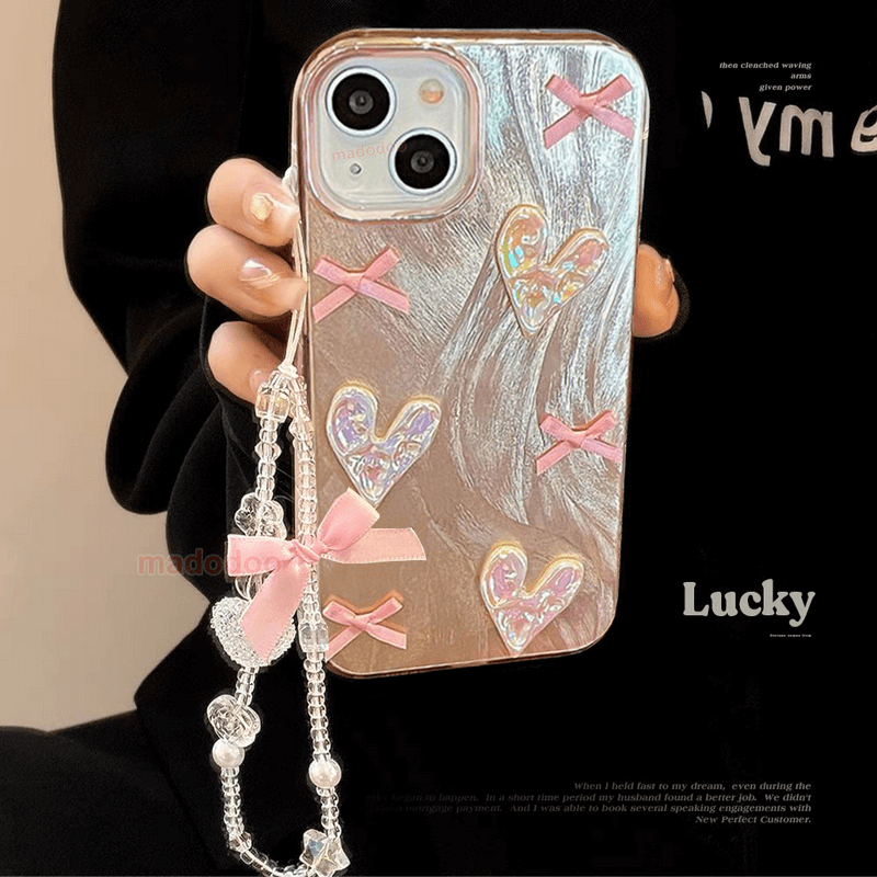 เคส VIVO V60 V50 V40 V30E V29E V30 Pro V29 Lite V27E V25E V27 4G V25 V23E Y100 5G Y38 Y28 Y03 Y78 Y75 Y55 Y30 Y15S Y15A Y36 Y27S Y22S Y22 Y56 Y01 T1 Y02S Y16 Y35 Y02 Y02A 2021 2022 3D Pink Bow Ribbon Pearl Laser Heart LOVE Soft Phone Case YS 12