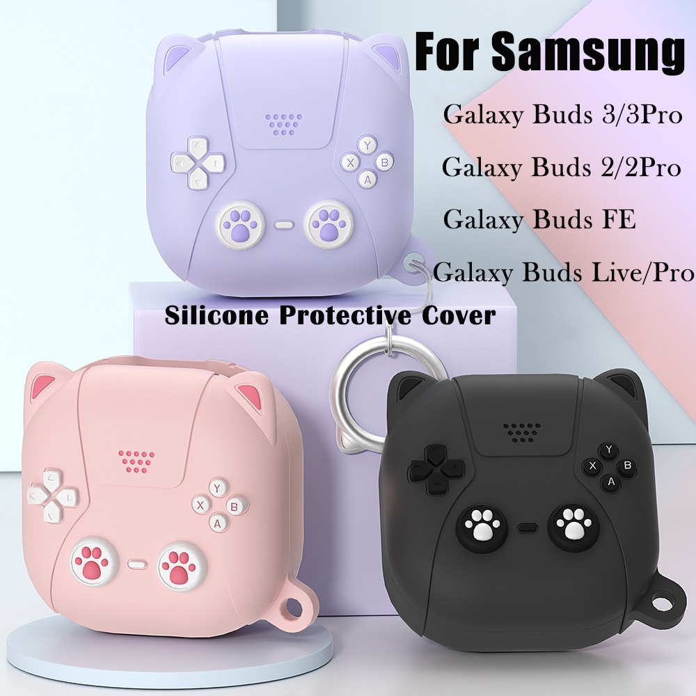 3d หูฟังการ์ตูนสไตล์เกมคอนโซลจัดแต่งทรงผมหูฟังฝาครอบป้องกันสําหรับ Samsung Galaxy buds 3/3Pro/live/2/pro/2 pro/FE