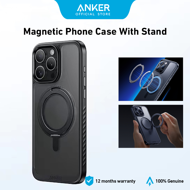 ANKER อังเกอร์ เคสโทรศัพท์แม่เหล็กพร้อมขาตั้งแหวน เคลือบ เคสป้องกันการตก สําหรับ ไอโฟน 14 ชุด สําหรับ ไอโฟน 15 ชุด