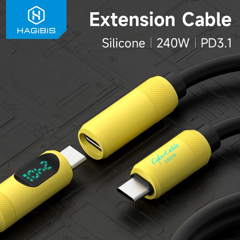 Hagibis สายต่อ USB C ซิลิโคน True Type C ชายหญิง Fast Charging Extender พร้อม Transfer สําหรับโทรศัพท์มือถือแท็บเล็ตแล็ปท็อป