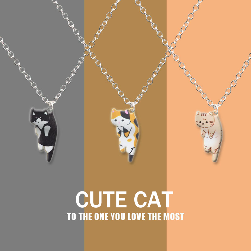 แมวน่ารัก Neckace น่ารักสร้อยคอจี้สําหรับคู่ผู้ชายและผู้หญิงแฟชั่นเครื่องประดับของขวัญมิตรภาพ To The One You Love ส่วนใหญ่
