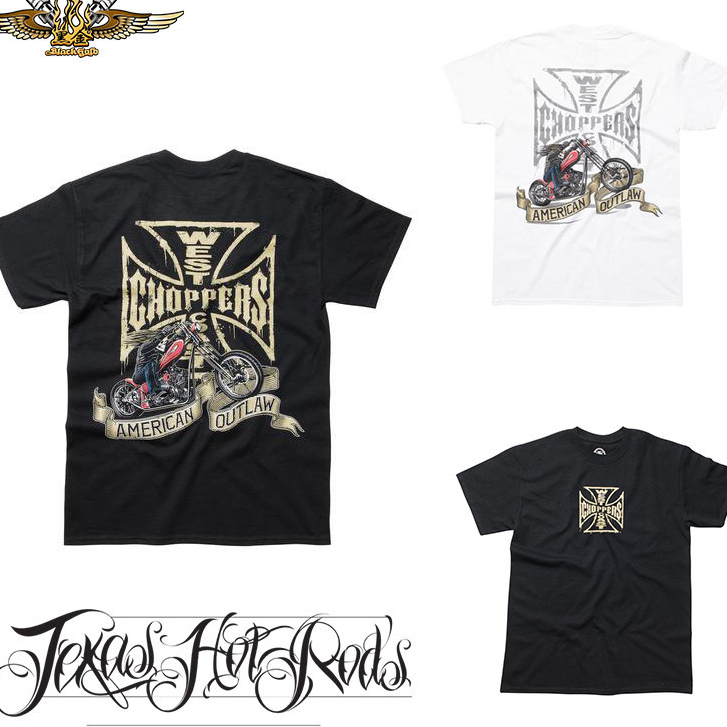 สไตล์ใหม่ Ready Stock WEST COAST CHOPPERS American Motorcycle Short-Sleeved Pure Cotton T-Shirt