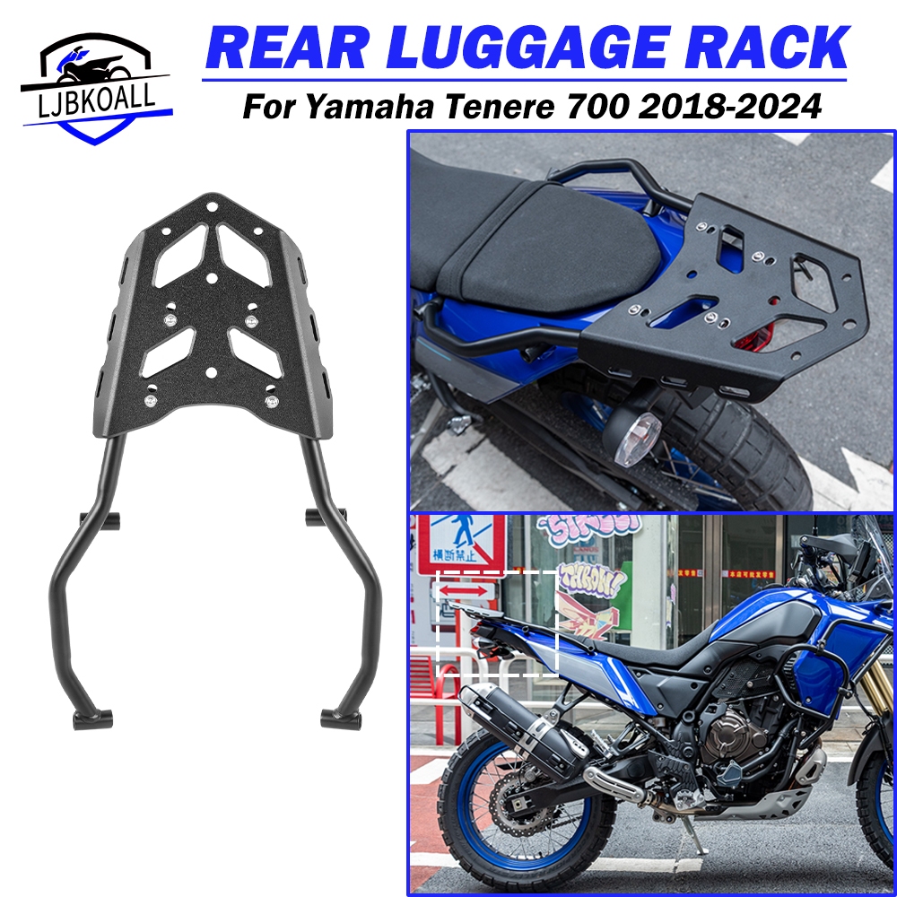 LJBKOALL Tenere 700 กระเป๋าเดินทางด้านหลัง Cargo Rack Carrier Mount ชั้นวางสําหรับ Yamaha Tenere700 2018-2026 อุปกรณ์มอเตอร์ไซค์
