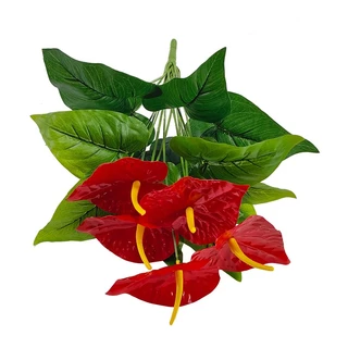 ดอกไม้ประดิษฐ์53เซนติเมตร35เซนติเมตรดอกไม้สีแดงปลอมประดับห้องโฮมออฟฟิศพรรคสก์ท็อปเครื่องประดับช่อจําลองพืชกระถางบอนไซ
