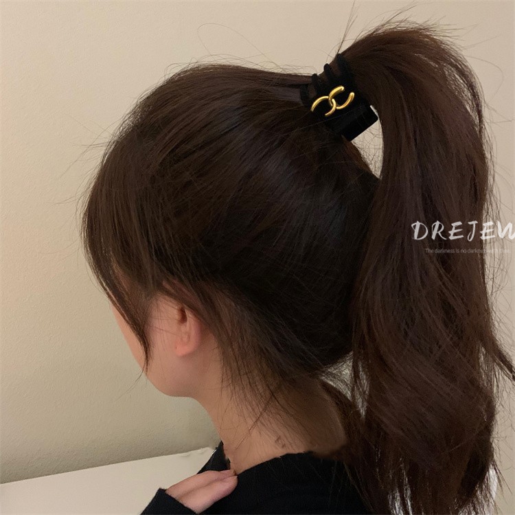 DREJEW เดรช เกาหลีอารมณ์ผมหางม้าสูงกิ๊บสําหรับผู้หญิงที่สง่างาม แห่กัน สีดําคลิปขนาดเล็กคาดศีรษะฉลามคลิป