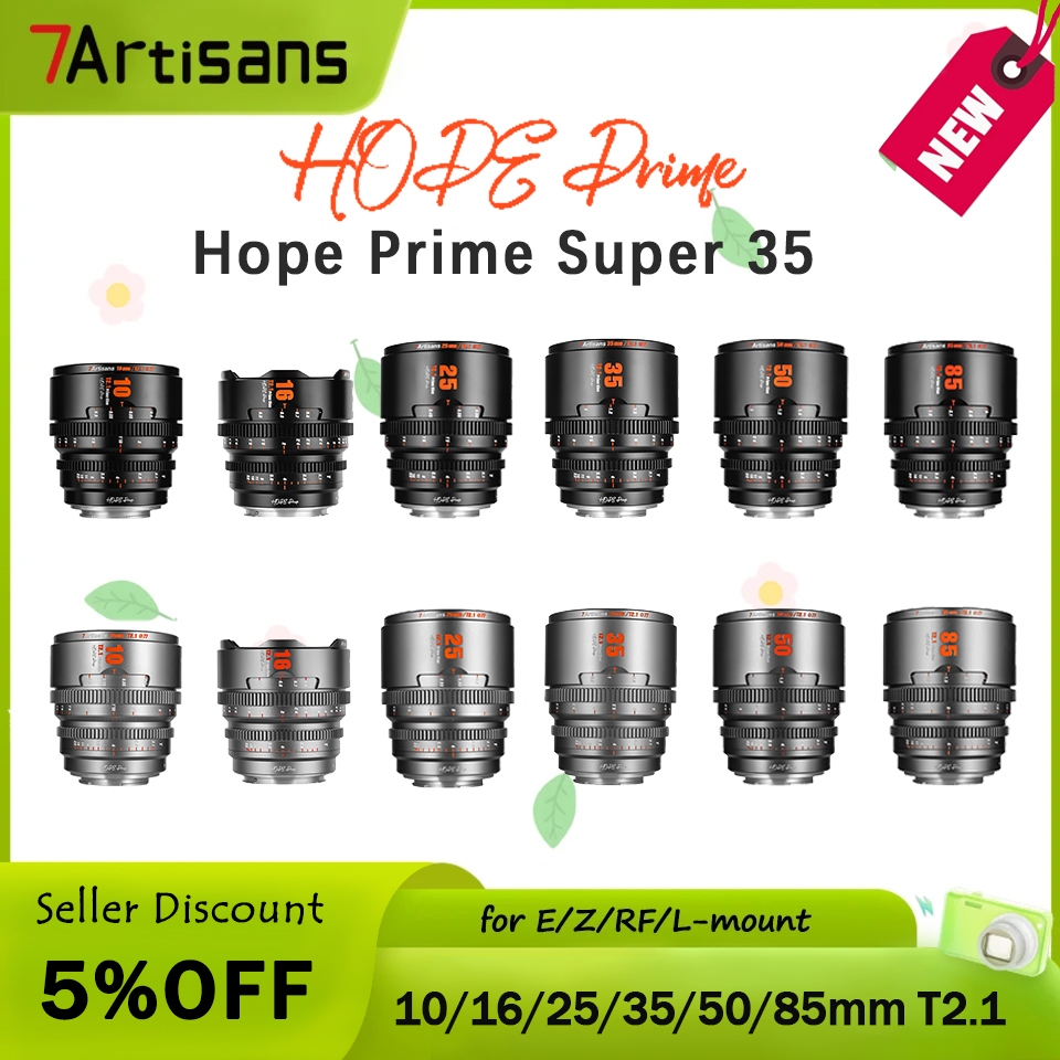 7artisans Super Hope Prime T2.1 Cinematic Video เลนส์ 10 มม.16 มม.25 มม.35 มม.50 มม.85 มม.T2.1 สําหร
