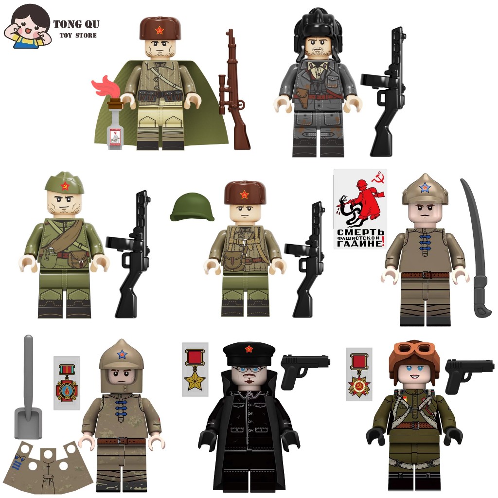 ทหาร Minifigures สหภาพโซเวียตกองทัพแดงอาคารบล็อกตุ๊กตาสะสมรุ่น Brithday ของขวัญของเล่น