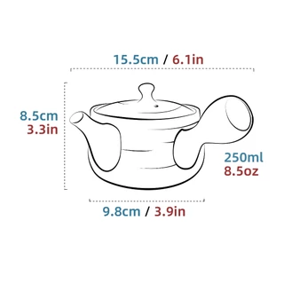 Teanagoo กาน้ําชาเซรามิกญี่ปุ่นพร้อม Infuser, กาน้ําชาเซรามิคหม้อเดียว,กรองชา Maker หม้อด้านข้างสร้างสรรค์, กาน้ําชาพร้อมที่จับด้านข้างและสําหรับชาใบหลวม,250 ML/8.5 OZ,VP-1,Charco