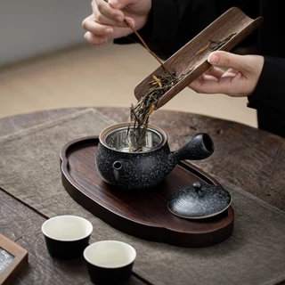 Teanagoo กาน้ําชาเซรามิกญี่ปุ่นพร้อม Infuser, กาน้ําชาเซรามิคหม้อเดียว,กรองชา Maker หม้อด้านข้างสร้างสรรค์, กาน้ําชาพร้อมที่จับด้านข้างและสําหรับชาใบหลวม,250 ML/8.5 OZ,VP-1,Charco