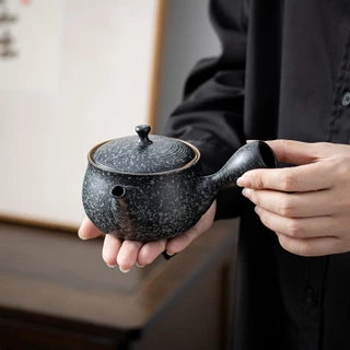 Teanagoo กาน้ําชาเซรามิกญี่ปุ่นพร้อม Infuser, กาน้ําชาเซรามิคหม้อเดียว,กรองชา Maker หม้อด้านข้างสร้างสรรค์, กาน้ําชาพร้อมที่จับด้านข้างและสําหรับชาใบหลวม,250 ML/8.5 OZ,VP-1,Charco
