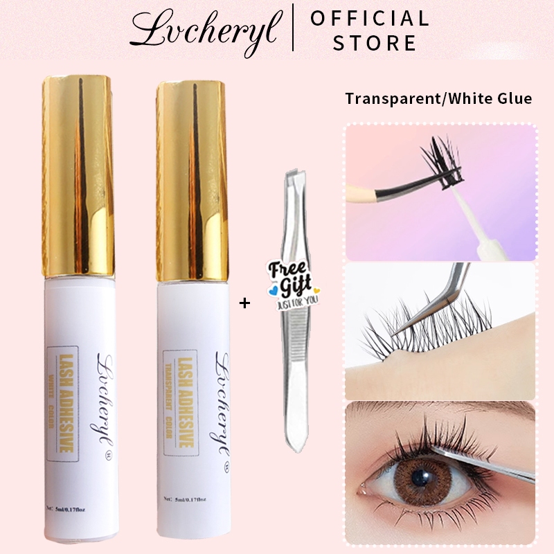 Lvcheryl กาวติดขนตาปลอม กันน้ํา สีขาว ใส 5 กรัม สําหรับต่อขนตา