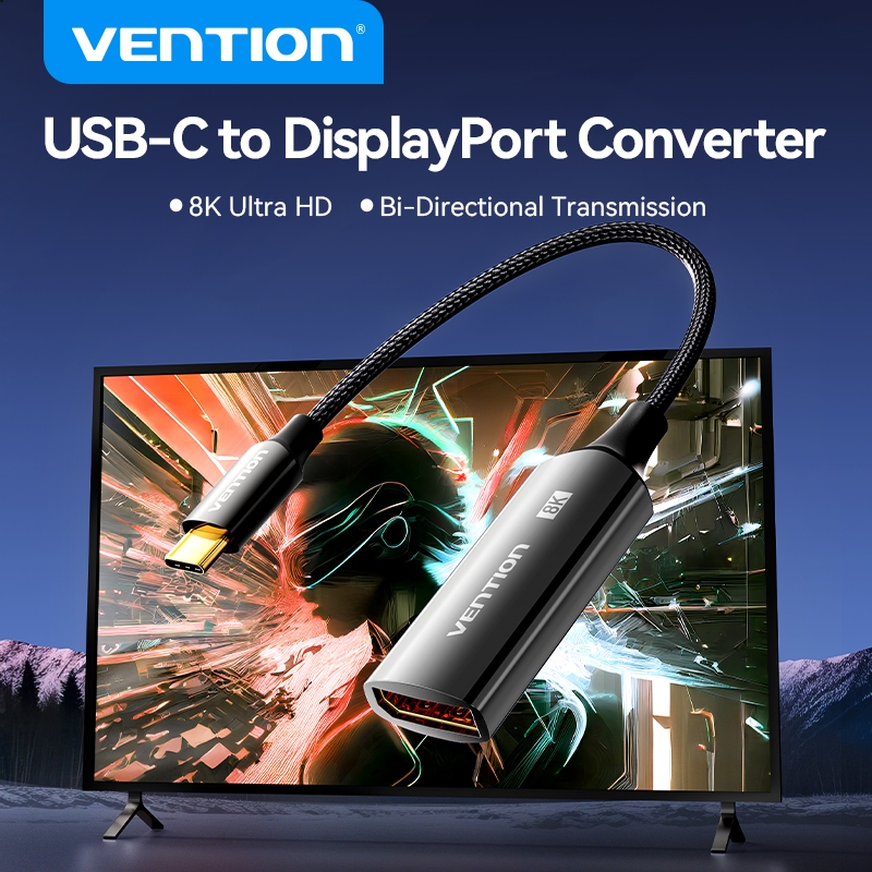 Veniton 8K UsB-C to DisplayPort Converter 8K@60Hz/4K@240Hz สําหรับ Windows/MacOS