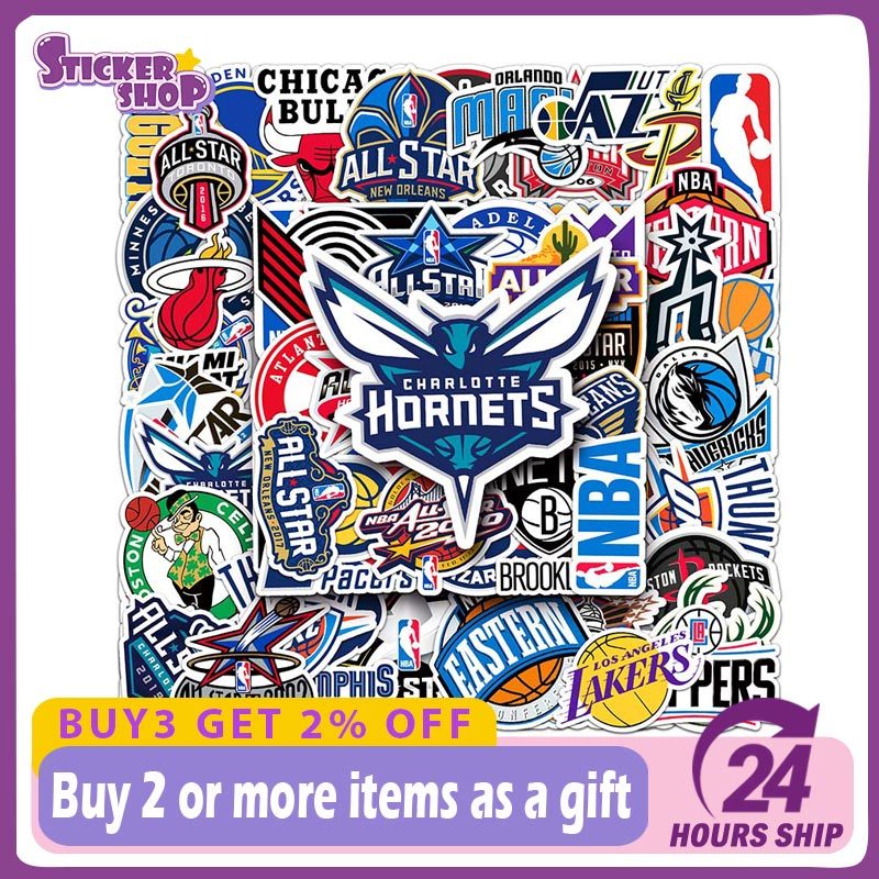 50PCS NBA บาสเกตบอลกีฬาสติกเกอร์สําหรับกระเป๋าเดินทางรถจักรยานยนต์ไดอารี่ DIY Decal Graffiti สติกเกอ