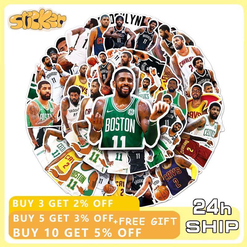 50 ชิ้น Kyrie Irving สติกเกอร์ NBA บาสเกตบอล Star สติกเกอร์ DIY กระเป๋าแล็ปท็อปสเก็ตบอร์ดของเล่นของข