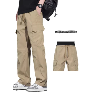 BECOOLMAN - 【M-3XL】2024ฤดูร้อนบางหลวมตรงกางเกงผู้ชายอเมริกันแฟชั่นสบายๆกางเกงกีฬา