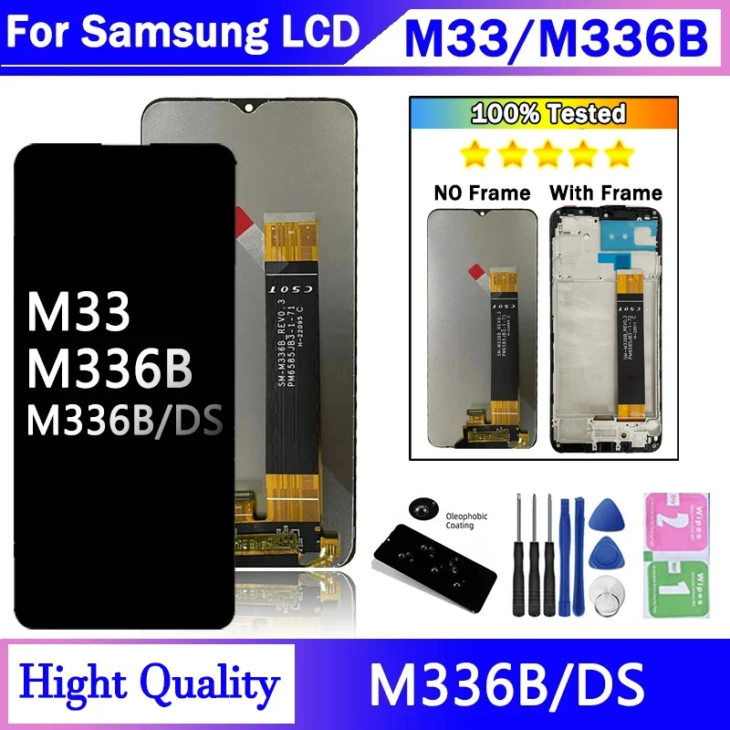 คุณภาพสูงสําหรับ Samsung M33 จอแสดงผล LCD Touch Screen Digitizer Assembly สําหรับ Samsung M336 M336B
