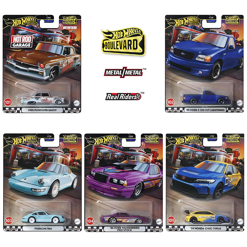 Hot Wheels Boulevard 2024 Mix 3 2024 (99 Ford F-150 SVT Lightning, 1955 Plymouth Savoy, Porsche 964,