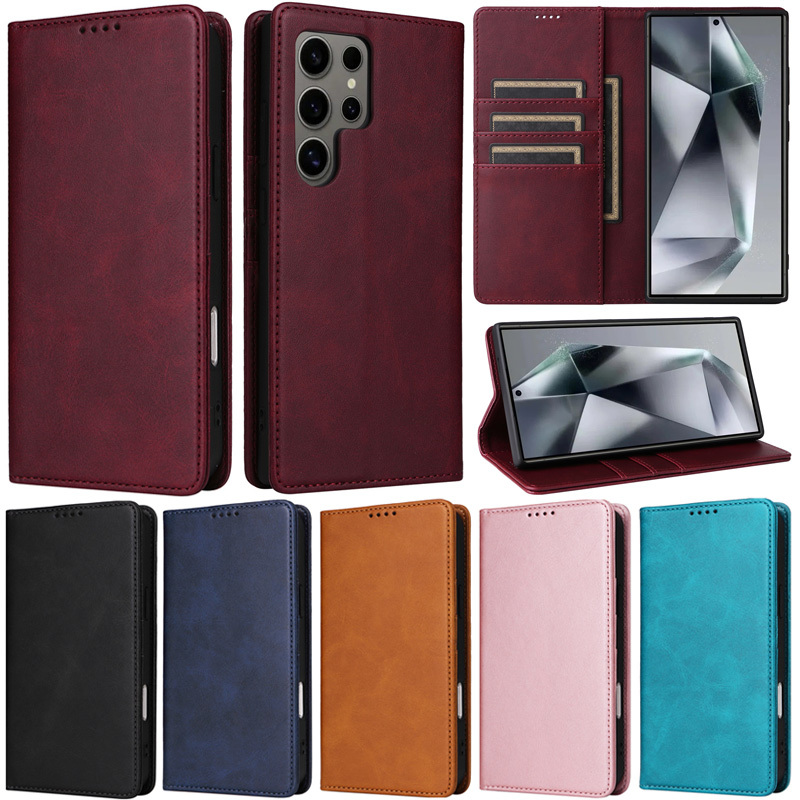 Uxury สําหรับ Samsung Galaxy S24 FE S25 Ultra S24 Ultra S23 Ultra S22 Ultra S24 + S23 + S22 + S25 Plus S24 Plus S23 Plus S22 Plus Retro กระเป๋าสตางค์หนัง PU กรณีพลิก