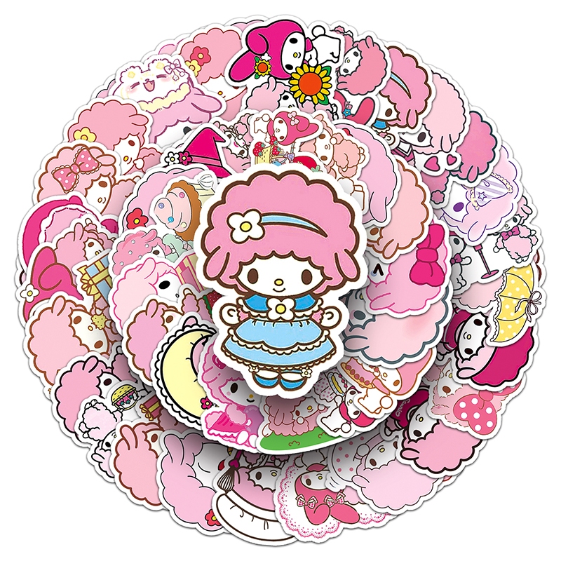 50 ชิ้น Kawaii My Melody Kuromi Hello Kitty สติกเกอร์สําหรับเด็กสาวน่ารักการ์ตูน Sanrio สติกเกอร์ - รูปที่ 5