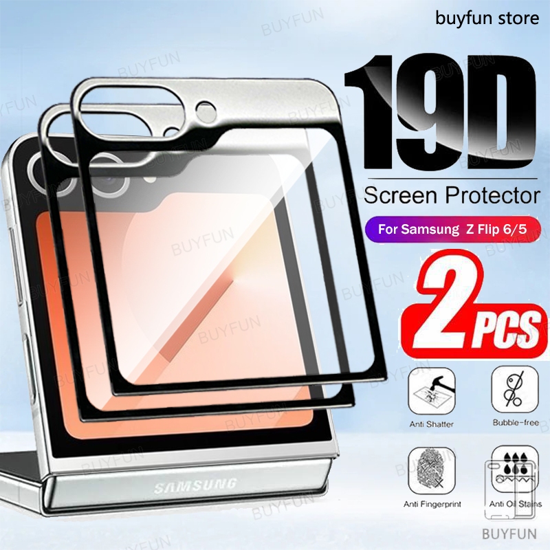 2 ชิ้นสําหรับ Samsung Galaxy Z Flip 6 5 zflip6 flip6 flip5 5G ตัวป้องกันหน้าจอขนาดเล็กกระจกนิรภัย