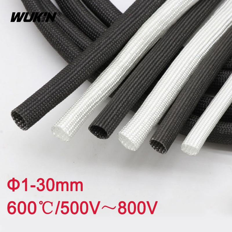 ปลอกไฟเบอร์กลาสแบบถัก 600 Deg.C ท่อใยแก้วเคมีอุณหภูมิสูงไฟเบอร์กลาส Sleeving ID 1 มม. ~ 30 มม.