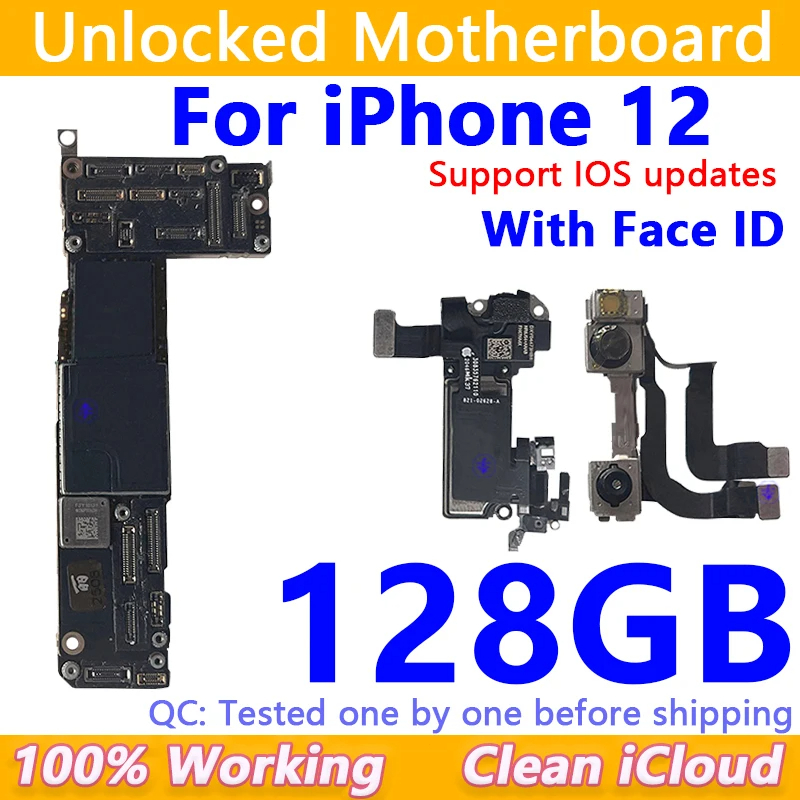 ปลดล็อคเมนบอร์ดทําความสะอาด iCloud สําหรับ iPhone 12 Pro Max เมนบอร์ด Face ID 64G 128G รองรับ iOS Up