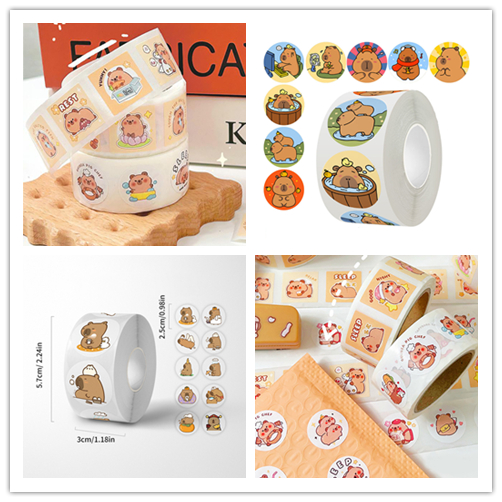 500และ300/ม้วน Capybara สติกเกอร ์ ซองจดหมายสติกเกอร ์ ปิดผนึกน ่ ารักการ ์ ตูนสติกเกอร ์ ตกแต ่ ง Dot สติกเกอร ์ ฉลากม ้ วนสติกเกอร ์