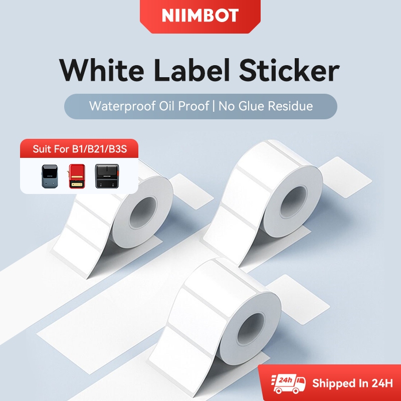 Niimbot B1/B21/B21_Pro/B3S/B31 สติกเกอร์ฉลากสีขาวกันน้ําน้ํามันหลักฐานไม่มีกาวตกค้างกระดาษฉลากวงกลมความร้อนสําหรับ Series เครื่องพิมพ์