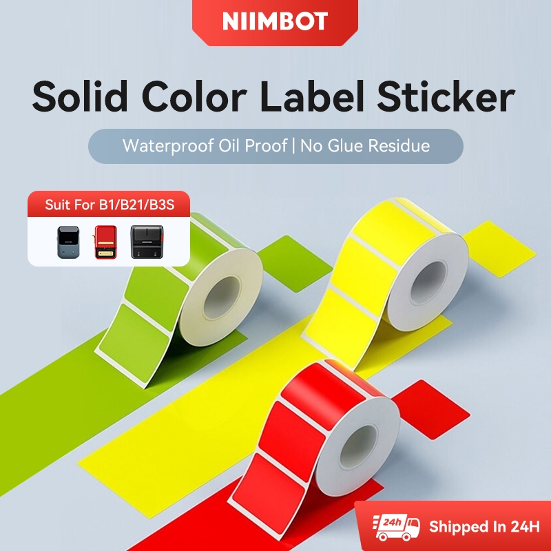 Niimbot B1/B21/B21_Pro/B3S/B31 สีทึบสติกเกอร์ฉลากกันน้ําน้ํามันหลักฐานไม่มีกาวตกค้างความร้อนวงกลมฉลากกระดาษชื่อสติกเกอร์สําหรับ Series เครื่องพิมพ์