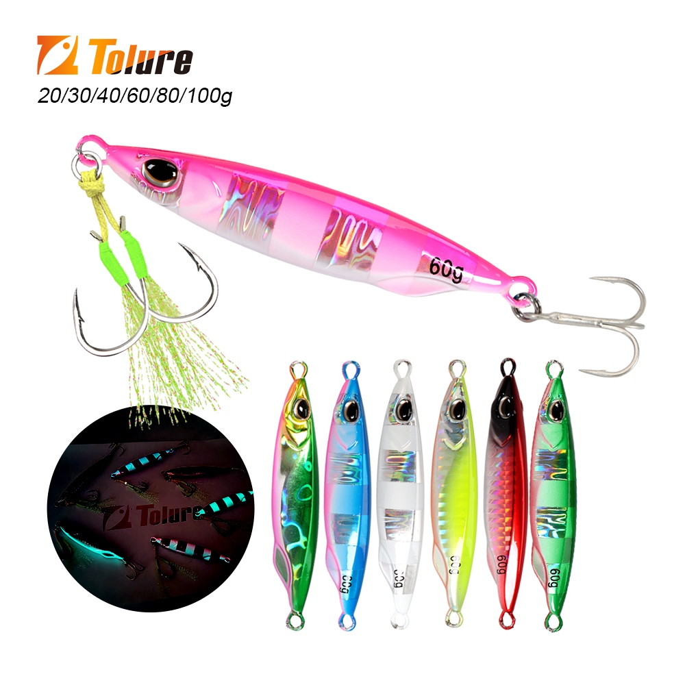 Tolure ใหม่โลหะ Jig 20g-100g 3D ตา Fast Sinking น้ําเค็ม Shore Casting Fishing Lure Jigging Lure พร้อมตะขอ