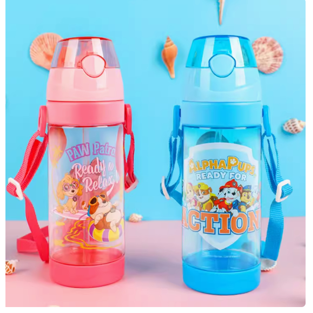 Paw Patrolกระติกน้ำหลอดเด้ง ขวดน้ำเด็ก ขวดน้ำหลอดเด้ง 500ml. กระติกน้ำ！ปลอกหุ้มกระติกพร้อมสาย สีสันสดใส