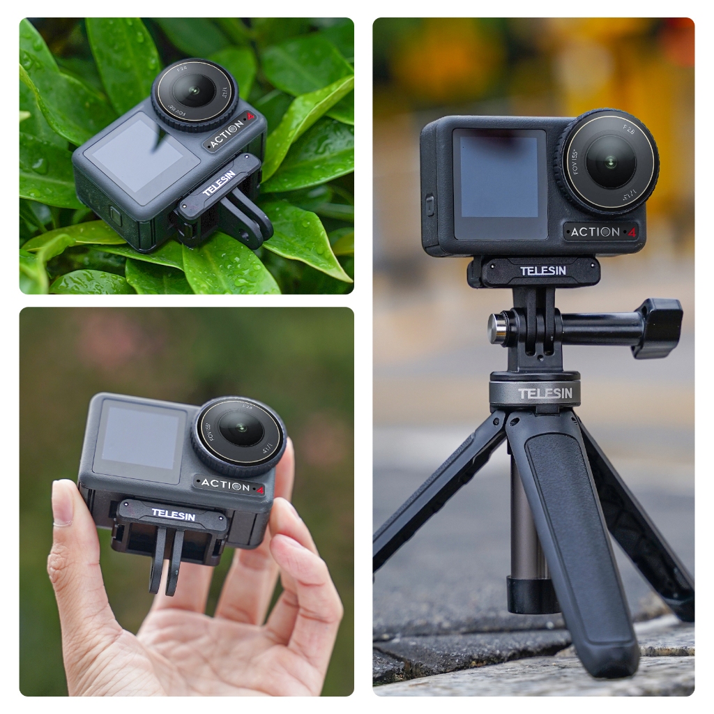 Telesin อะแดปเตอร์แม่เหล็กสองกรงเล็บสําหรับ DJI OSMO Action 5 4 3 อะแดปเตอร์ไนลอนอลูมิเนียมอัลลอยด์อุปกรณ์เสริมสําหรับกล้องแอคชั่นแคมเมรา