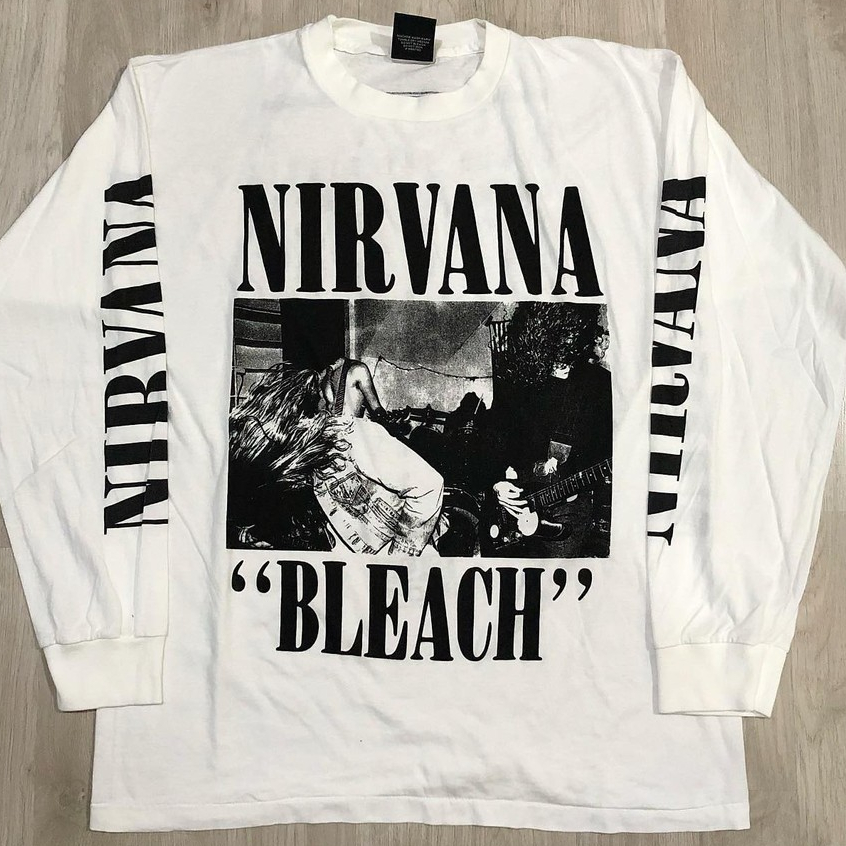พร้อมสต็อก nirvana Band Rock nirvana อัลบั้มฟอกขาว Street Hip Hop Retro สไตล์แขนยาวเสื้อยืดผู้ชายผู้หญิงสไตล์เดียวกัน ราคา ถูกที่สุด ดีลบีเคเค