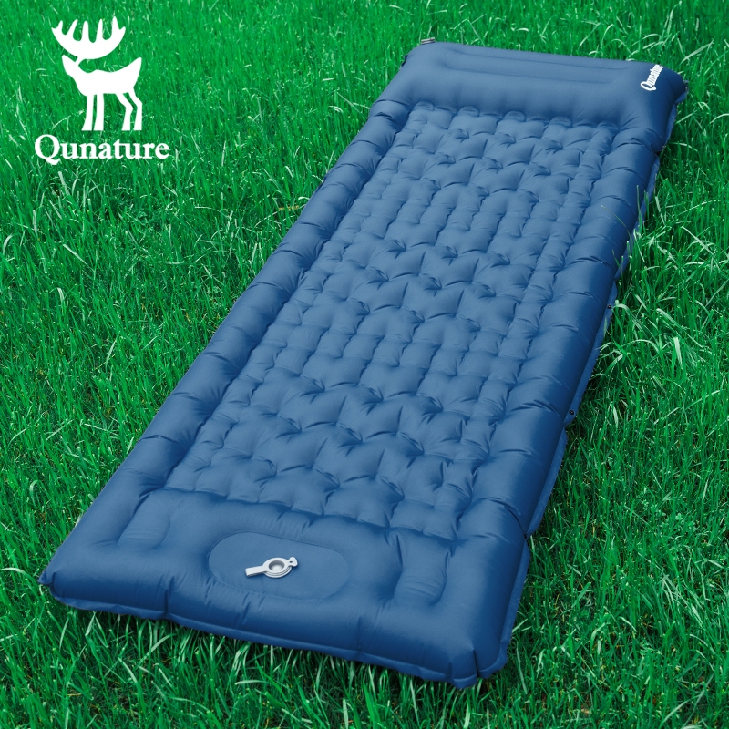 Qunature เสื่อนอนกลางแจ้งพร้อมหมอน Inflatable Camping เต็นท์สบายที่นอนเดี่ยว Home Travel แบบพกพา Ultralight Air Cushion เดินป่า