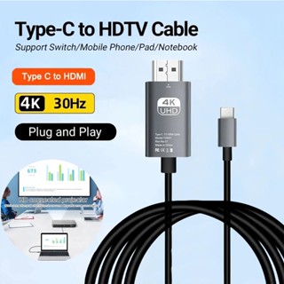สายเคเบิล Type C เป็น Hdmi 4K 60HZ หน้าจอความละเอียดสูง 2 เม…
