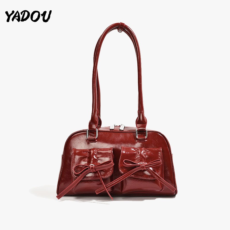 Yadou กระเป๋าสะพายไหล่ สะพายข้าง ทรงโท้ท เรียบง่าย สไตล์เกาหลี สําหรับผู้หญิง