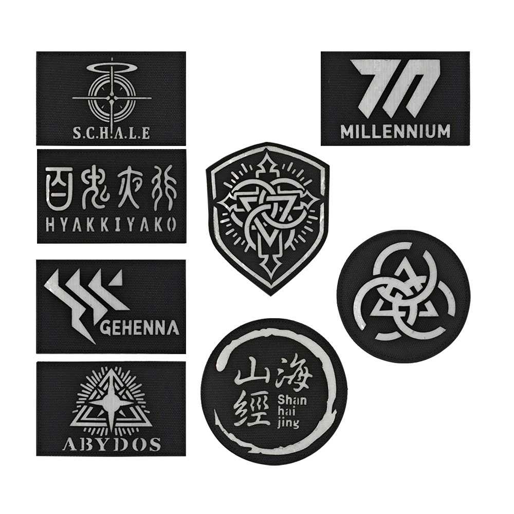แฟ้มสีฟ้า Hollow สะท้อนแสง Millennium Ge Henna Abidos Patch Badge Hook & Ring Fastener