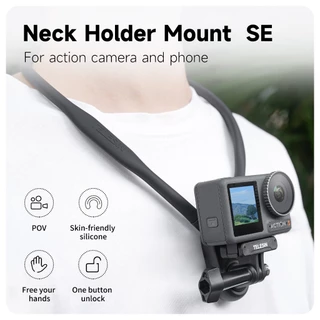 Telesin ใหม่ SE Neck Mount สําหรับ GoPro Insta360 DJI Osmo Action กล้องกีฬาซิลิโคนวงเล็บคอ