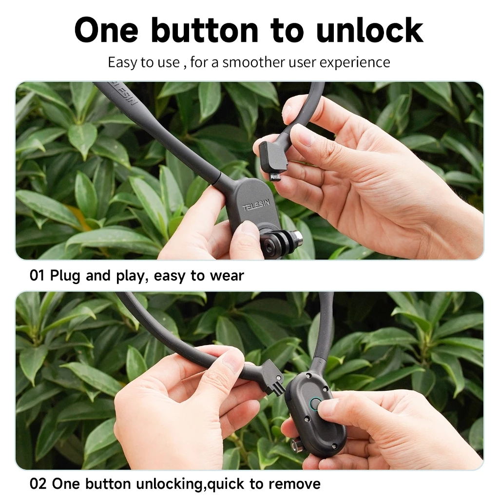 Telesin ใหม่ SE Neck Mount สําหรับ GoPro Insta360 DJI Osmo Action กล้องกีฬาซิลิโคนวงเล็บคอ thumbnail 8